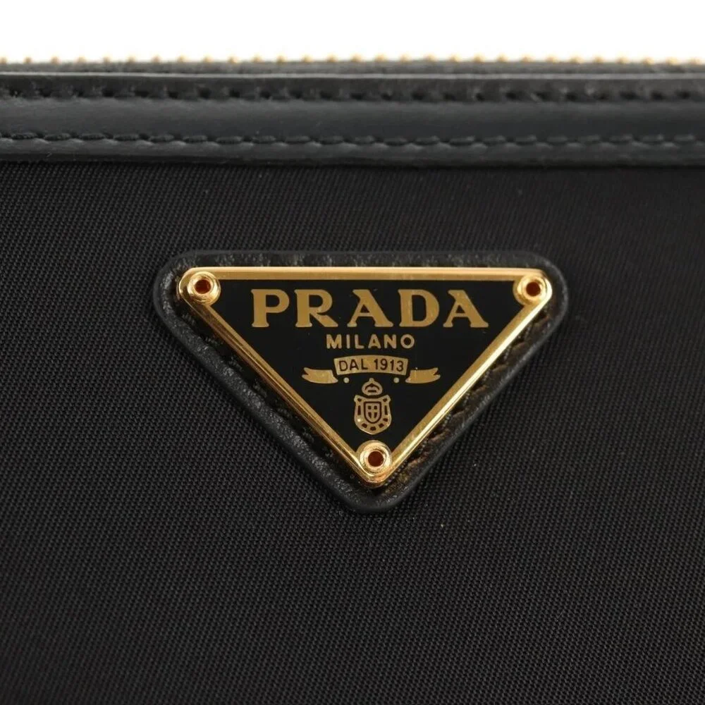 PRADA Long Wallet Leather Nylon Black Gold 1ML506 Auth am10026V - Picture 9 of 16